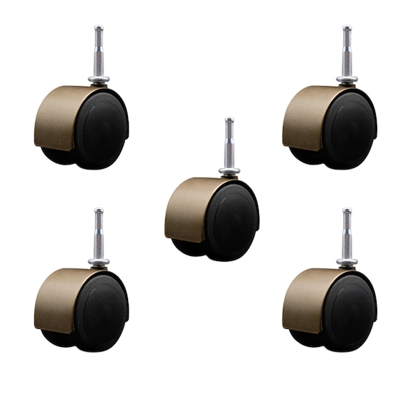 2-3/8'' Floor Safe Antique Hooded Twin Wheel Caster Grip Neck Stem, 5PK